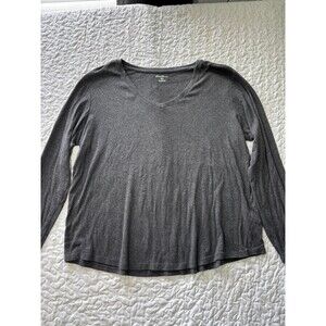 Eddie Bauer Grey Vneck Long Sleeve Blouse plus size xxl